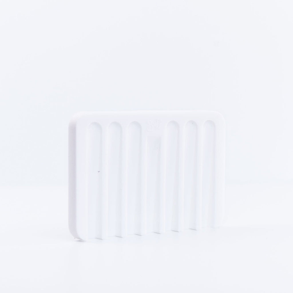 White Silicone Soap Dish placed on its side